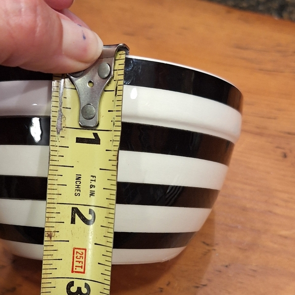 Striped Stacked Bowl Set Of Three Black White Orange Terramoto Ceramic - Picture 8 of 10